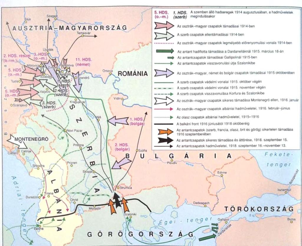 részein új frontok nyíltak, és Ausztria- Magyarország hadserege ezáltal további két fronton érdekeltté vált.