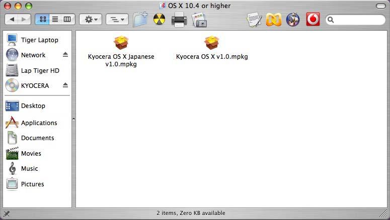 5 Kattintson duplán a Kyocera OS X vx.x lehetőségre. 6 Megkezdődik a nyomtató-illesztőprogram telepítése.