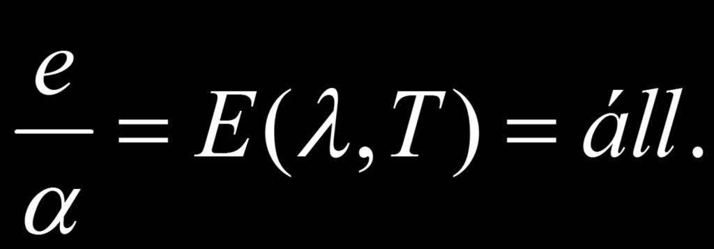 Kirchoff-törvény Abszorpcióképesség: α(λ,t) [dimenzió