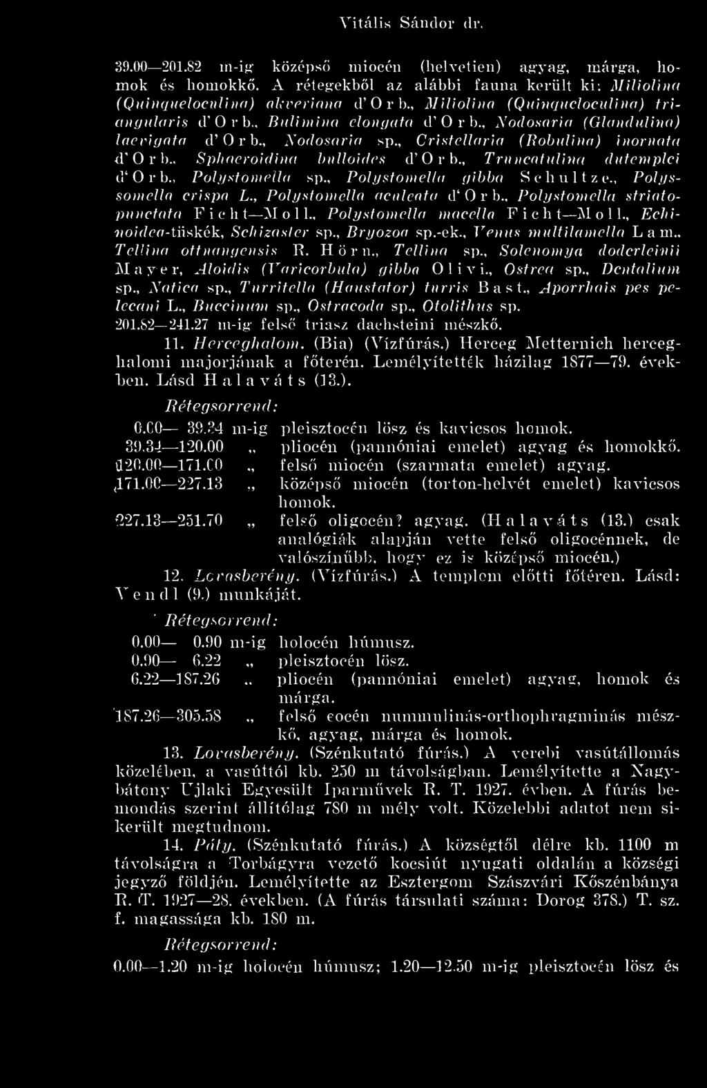 , Spliacroidhid bullo'ides d 0 r h., Truncatidlna didemplel d 0 r b., Folpsfonteda sp., FoI)jsfo)neda f/ibba S c b u 1 t z e., Folíjssomella crispa L., FoIystomeUa (icidcafa d 0 r b.
