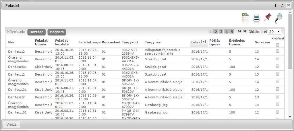 A További funkciók gomb a következő lehetőségeket tartalmazza: Feladat hozzáadása más kurzushoz, Törlés, Összesített hallgatói eredmények, Összes feladat eredménye Excel-ben.
