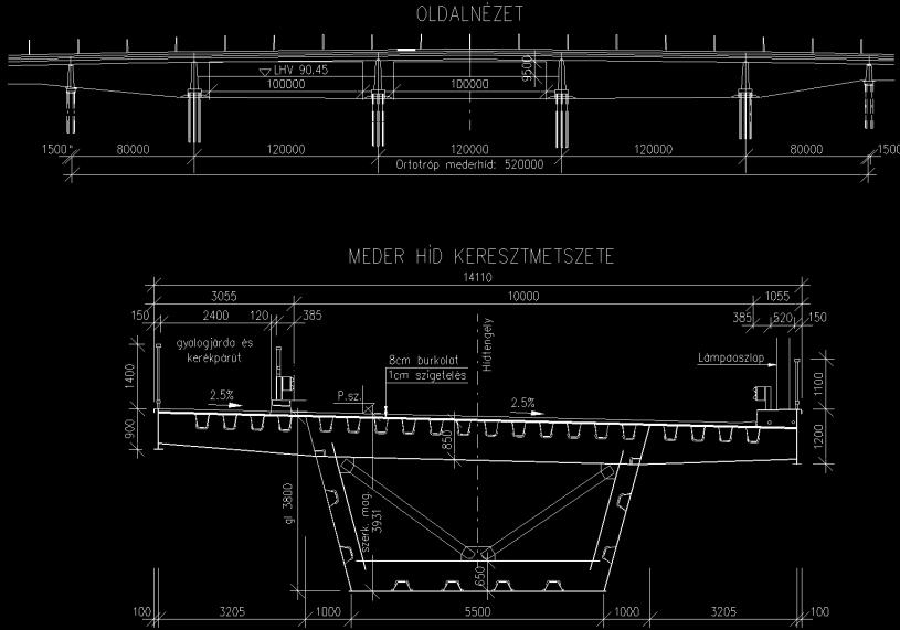 2002 Az M3 autópálya oszlári öszvér hídján 100 mm vastag övlemezeket is alkalmaztak, helyszíni