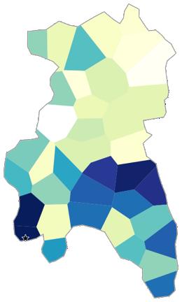 ábra: Ságod nyelvjárási és névtani hasonlósági viszonyai a Gabmap térképein 10 fonetikai mátrix lexikai