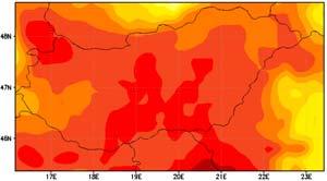 fokozatú hőségriasztások (T közép >
