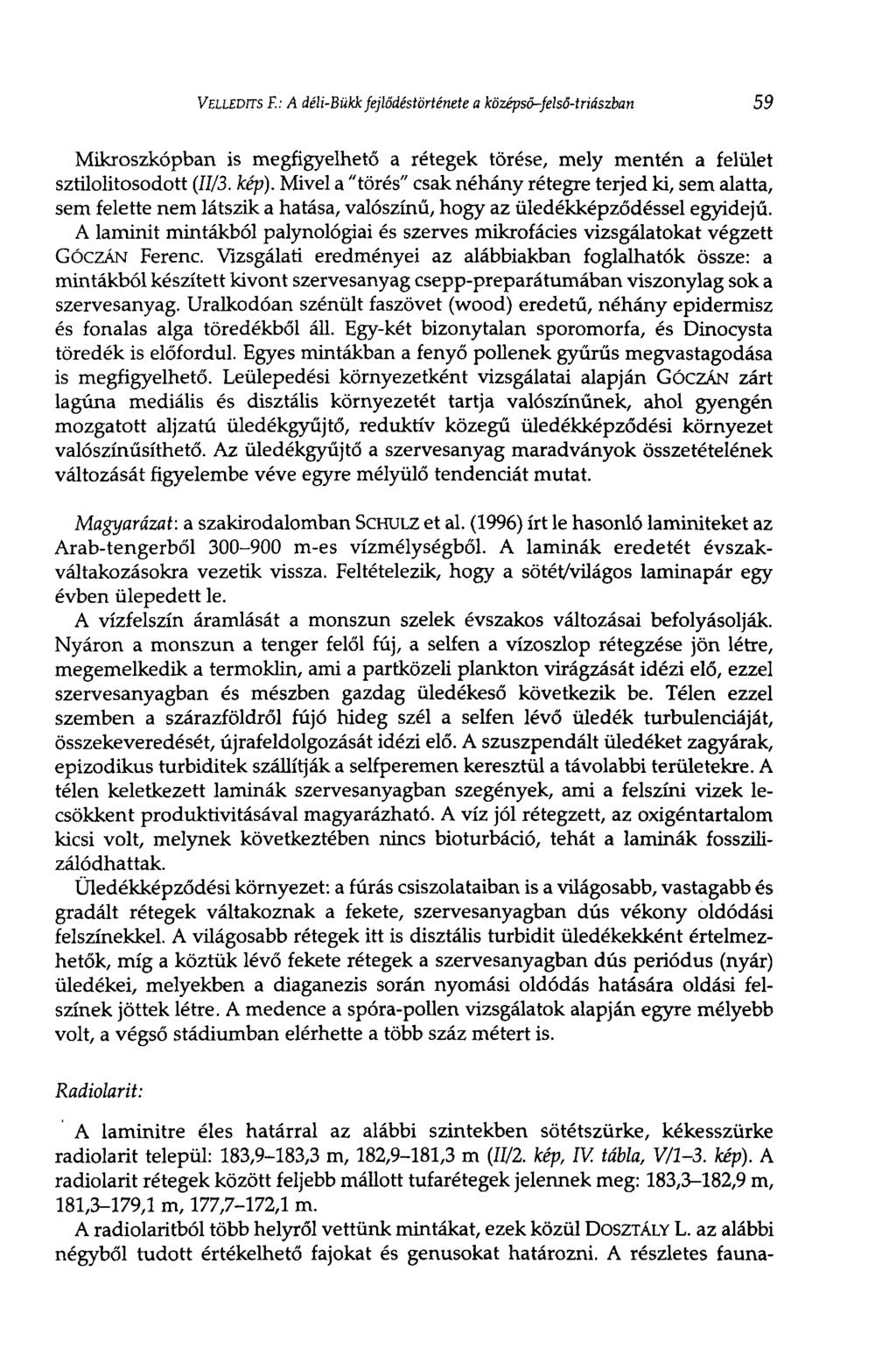 VELLEDrrs E: A déli-bükk fejlődéstörténete a középső-felső-triászban 59 Mikroszkópban is megfigyelhető a rétegek törése, mely mentén a felület sztilolitosodott (II/3. kép).
