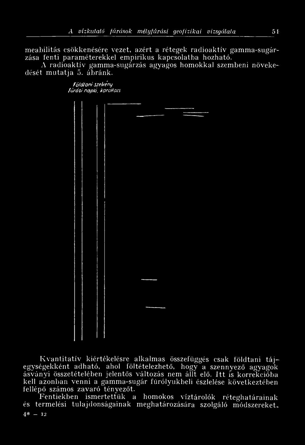 Fölátani szegény fúrási napló, karokon Kvantitatív kiértékelésre alkalmas összefüggés csak földtani tájegységekként adható, ahol föltételezhető, hogy a szennyező agyagok ásványi