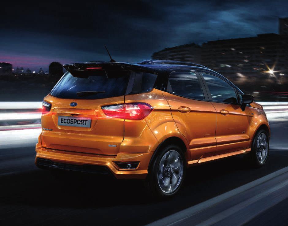Sportos stílusban. EcoSport ST-Line A Ford EcoSport ST-Line család tagjai tökéletesen ötvözik a dinamikát és a praktikumot a sportautók szemet gyönyörködtető esztétikájával.