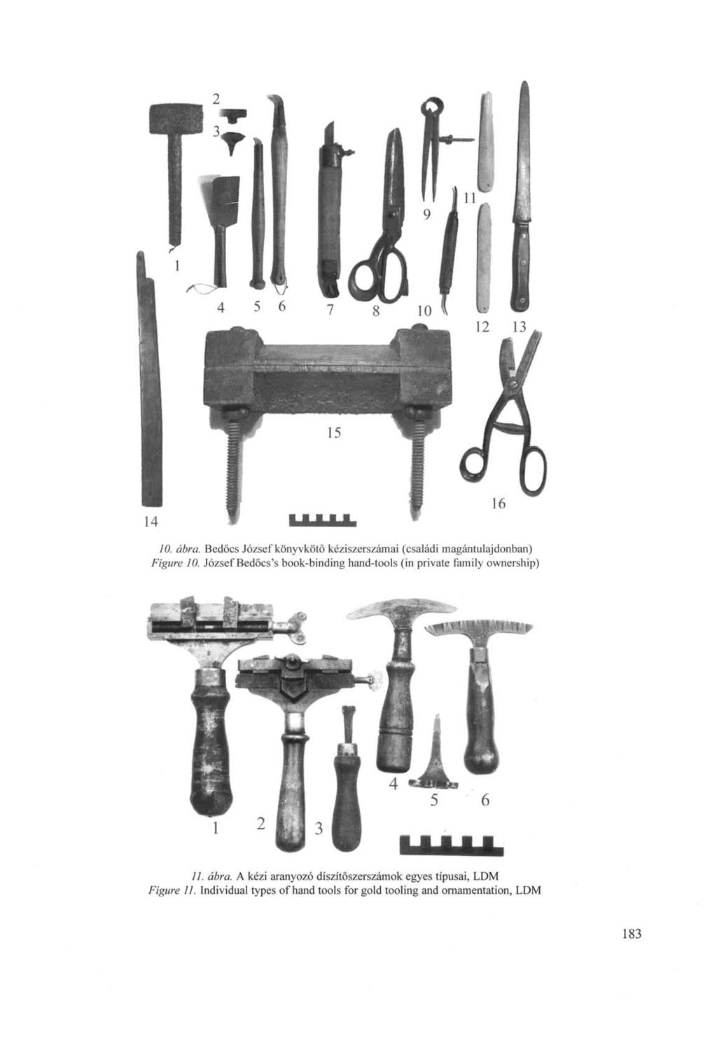 10. ábra. Bedőcs József könyvkötő kéziszerszámai (családi magántulajdonban) Figure 10.