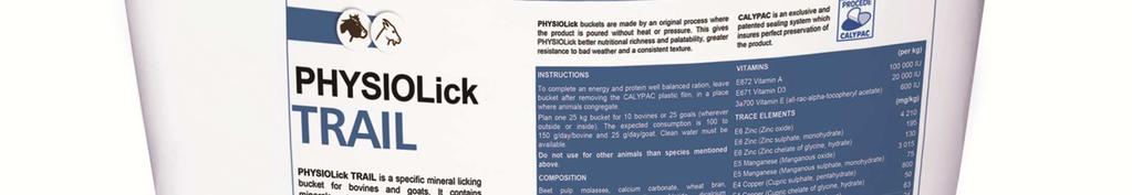 Miért használjunk PHYSIOLick CARO-t? A PHYSIOLick CARO speciális ásványi nyalótömb szarvasmarhák és kecskék számára. vitaminokat tartalmaz, így alkalmas a tömegtakarmány alapú adagok kiegészítésére.