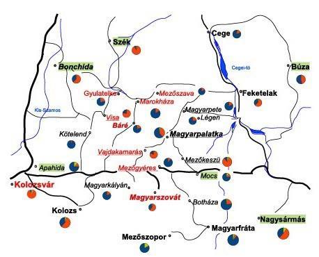 A következő térképen megfigyelhető a magyarpalatkai zenészek munkaterülete, azaz piaca.