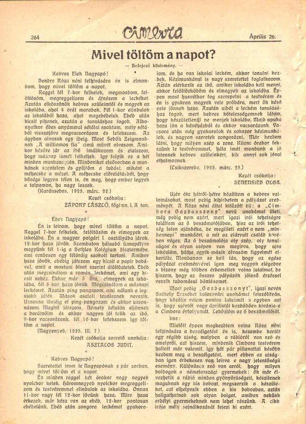 Cimbora, 1925. IV.