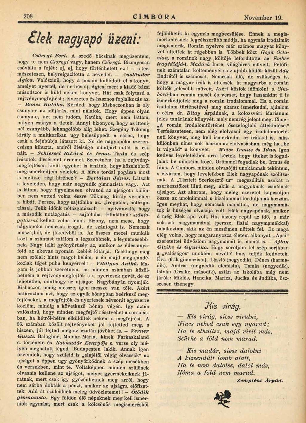 Cimbora, 1922. I.