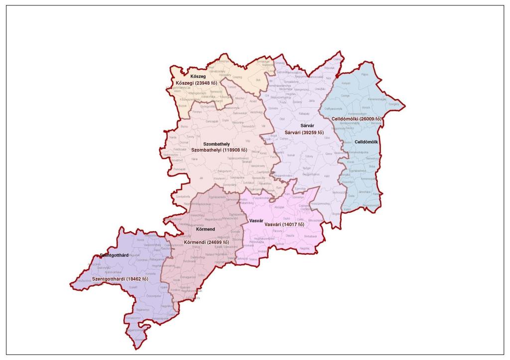 Vas megye bemutatása Vas megye - županija Vas Terület: 3 336,1 km 2, népesség: 265 302 fő, járások száma: 7 db.