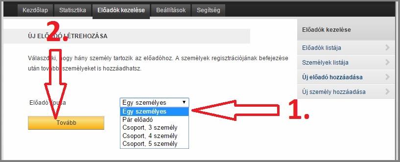 A művészneved megadásához klikkelj jobb oldalon az Új előadó hozzáadása gombra! A következő oldalon válaszd az egyszemélyes lehetőséget!