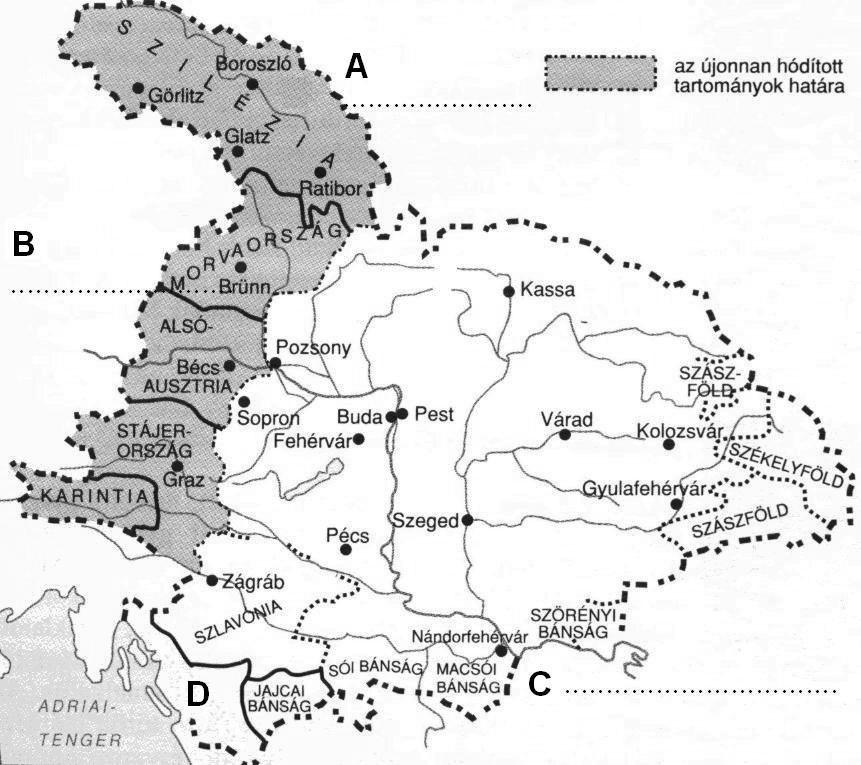 A középkori magyar történelem Érettségi feladatok gyűjteménye 49 27. A feladat Hunyadi Mátyás külpolitikájára vonatkozik. (E/4) Válaszoljon a kérdésekre ismeretei segítségével! Magyarország a XV.