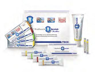 Professzionális profilaxis Profluorid Varnish (VOCO) Fluorid tartalmú, fogszínű lakk (5%) hyperszenzibilis fogak érzékenységének csökkentésére, illetve a dentincsatornák lezárására kavitáspreparáció