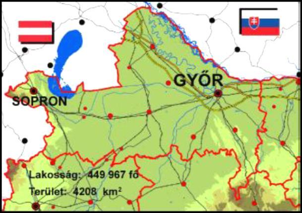 1.2.1.1. Az Országos Területfejlesztési Koncepció Győr-Moson Sopron megyét érintő összefüggései Pozícionálás A megye az ország észak-nyugati felében található, földrajzi fekvése kedvező (Budapest-