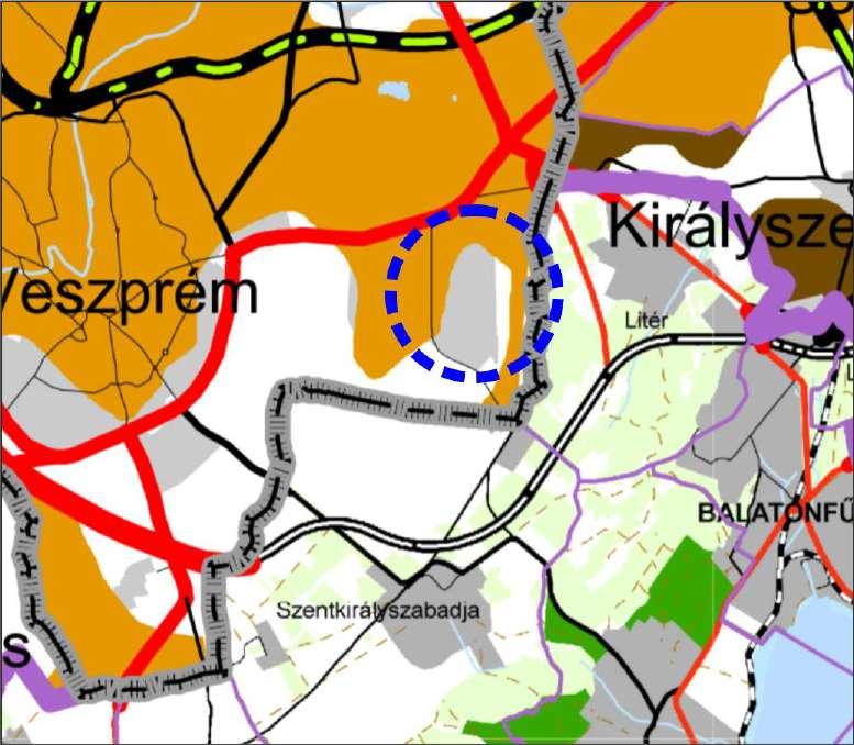ábra - Országos és térségi jelentőségű tájképvédelmi területek a beruházás közelében