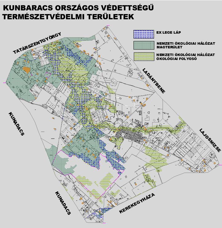 4 Eltérő karakterű településrészek Beépítésre nem szánt területek A nemzetközi természetvédelmi oltalom alatt álló terület, a nemzeti ökológiai hálózat magterülete és az ökológiai folyosó az