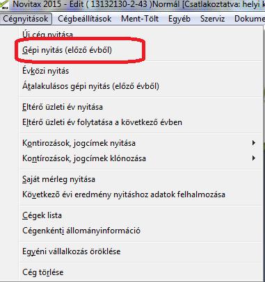 A Kettős könyvviteli program nyitásának lépései A kettős könyvviteli program automatikusan nyitja a könyvelési állomány záró állapotának analitikáit és főkönyvi adatait.