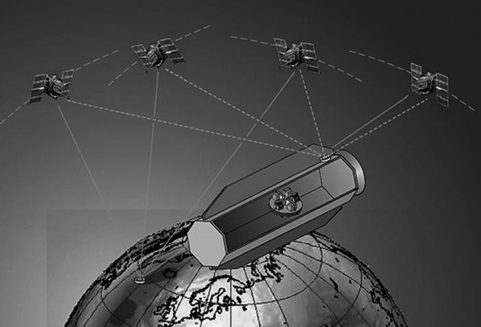 Magyar Tudomány 2007/5 6. ábra A GOCE űrgradiométeres műhold, melynek pályáját a GPS-műholdak segítségével határozzák meg nagy pontossággal.