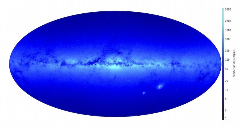 Gaia csillagok sűrűsége 2017 aug. 16. (ESA) http://sci.esa.