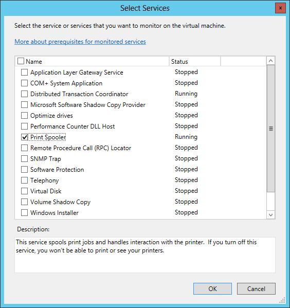 Alkalmazások ellenőrzése - a VM-eken belül Bármilyen rendszerszolgáltatást lehetséges monitorozni (WS, SQL, Exchange, stb.