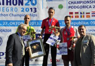 PRVENSTVO BALKANA U MARATONU Podgorica, 27.oktobar 2013.godine muškarci: 1. Yolo Nikolov (Bugarska) 2:19:31 2. Vitalie Georghita (Rumunija) 2:24:38 3. Anđelko Rističević (Srbija) 2:31:30 4.