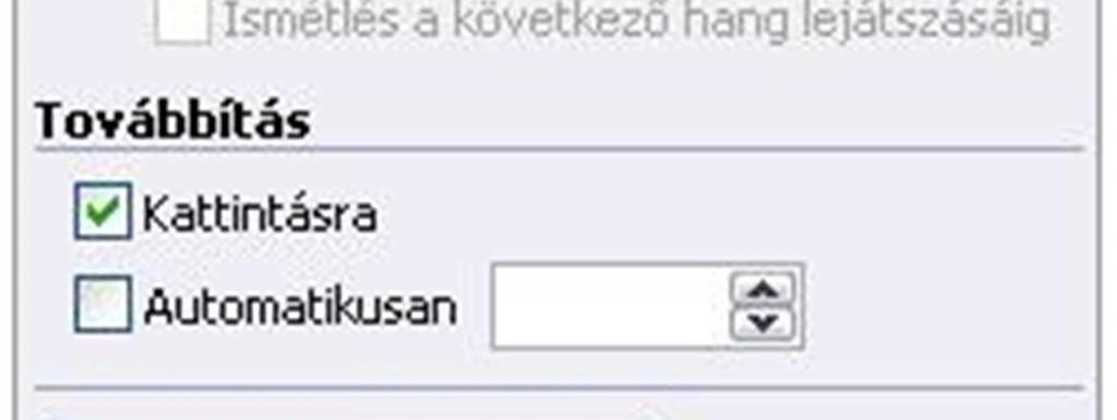 választhatunk több áttűnési mód közül. Az egyes diákhoz különböző időtartamokat is beállíthatunk.