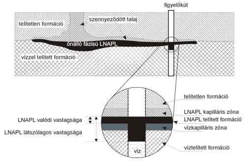 Önálló fázisú felúszó szennyezıanyag hatása a