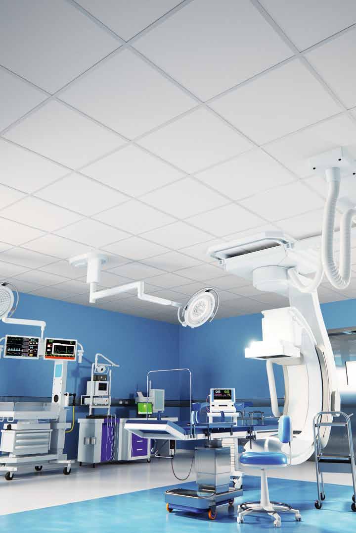 12 Higiéniai-, és tisztaterek álmennyezetei Steril körülmények a gombák és baktériumok ellen OWAcoustic Sanitas 02 A speciális Sanitas -02 kivitelezés különlegessége, hogy robusztus felületével igen