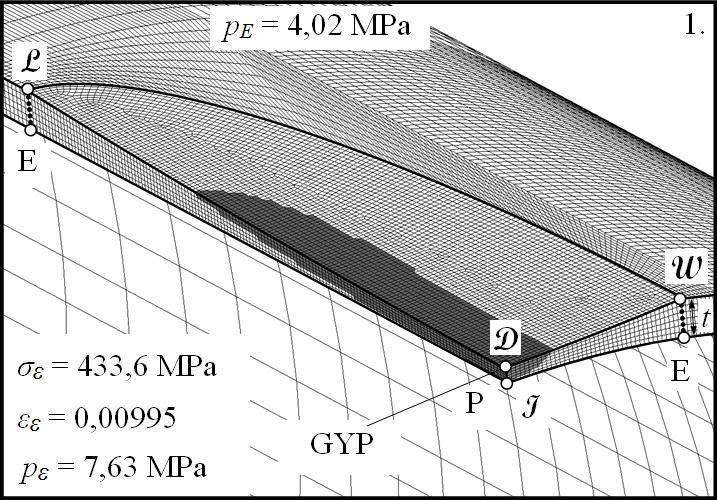 A karakterisztikus és mobil hibák módszerének alkalmazása 6.13. ábra: Nagy gömb alakú hibák jellemző teherbírásai (d 6 =7,6 mm, l 6 =497,5 mm, c 6 =130,8 mm) 6.14.