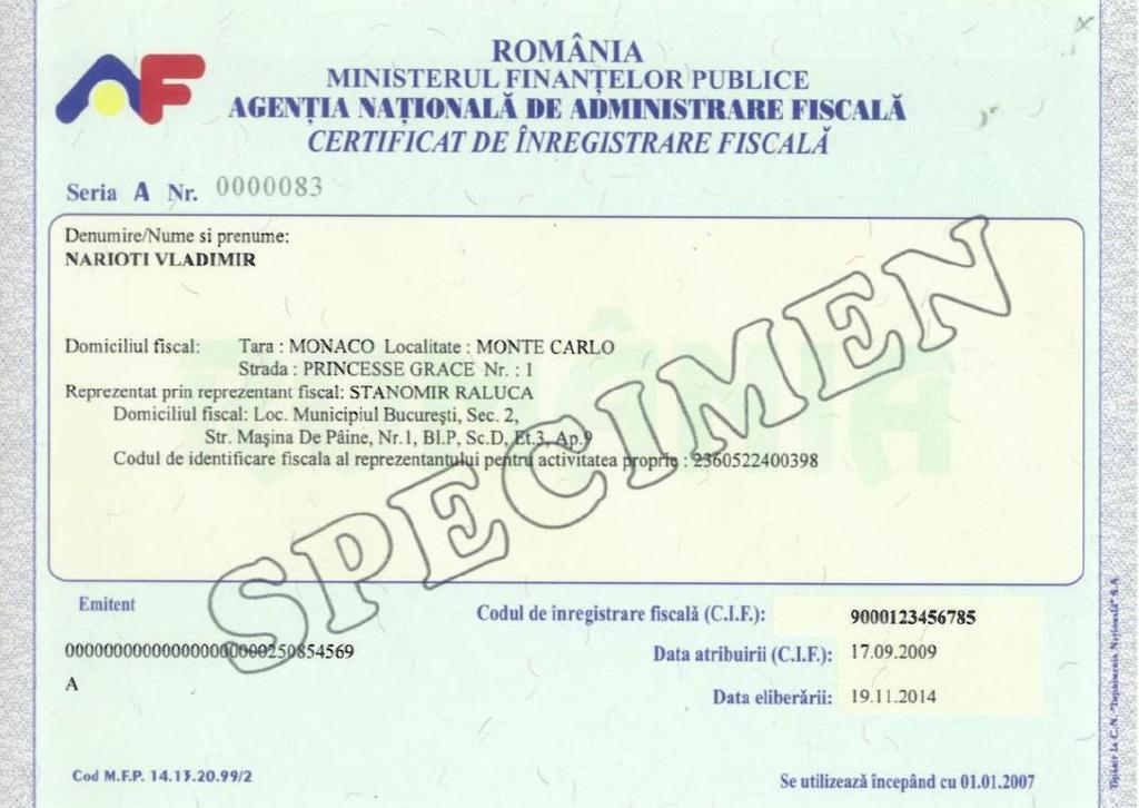 24. RO Románia Az adóazonosító számot a következő hivatalos okmányokon tüntetik fel: