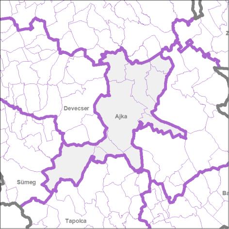 Ajka várostérsége Pozícionálás A megye területének 7,7%-án itt él a népesség 11,5%-a, 40 ezer fő. Népessége erőteljesen (a Veszprém nélküli megyei átlagot kétszeresen meghaladó mértékben) csökken.