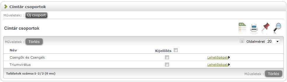 gyakran használt, személyre szabott címzett listát egyéb, tetszőlegesen kialakított csoportok szerint.