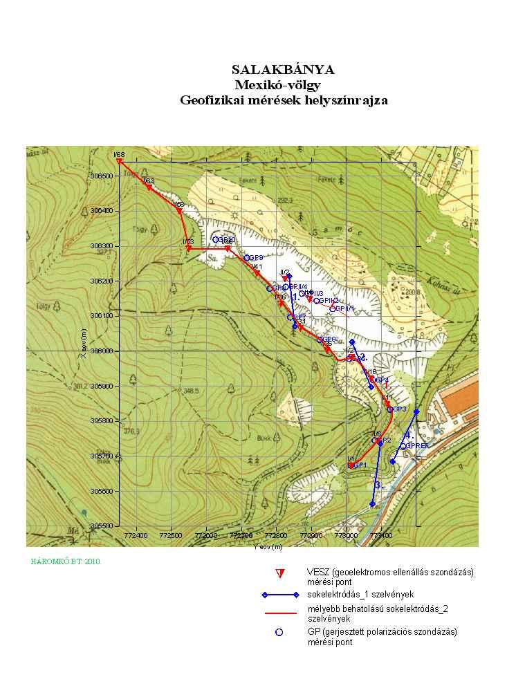 Mexikó-völgy salakbánya mérési pontok helyszínrajz 11.