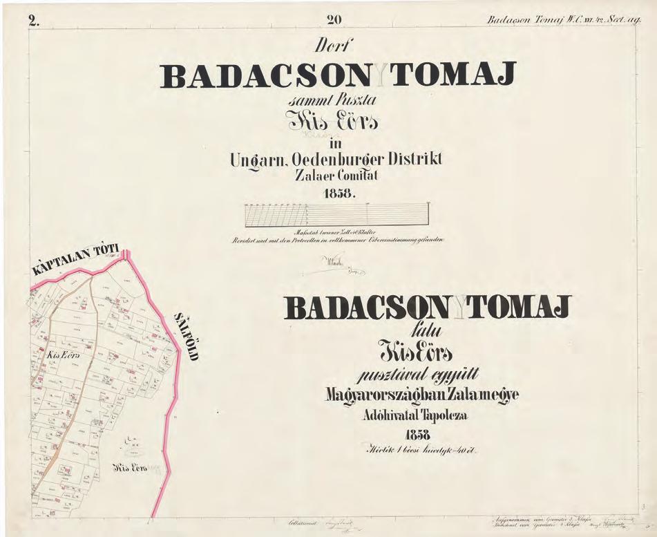 Török Enikő: A magyarországi részletes felmérés vezetői 1856 1857-ben 9 Badacsonytomaj Josef Wlach által ellenőrzött szelvénye, 1858 (MNL OL, S 78-301. téka - Badacsonytomaj - 3.