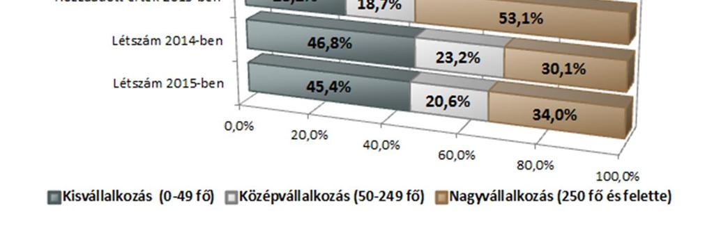 A megyei nettó árbevételnek közel 14,6 százalékát, az exportnak 8,1 százalékát, a belföldi értékesítés több mint kéttizedét bonyolította, s ők termelték meg a hozzáadott érték 18,7 százalékát is.