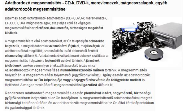 Példa adathordozó megsemmisítés szolgáltatásra 13