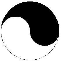 Fraktálok hszog(50,2) Elérhető: https://repl.it/@hbv/hszog Feladat A kínai jinjang szimbólum egy kör, amit egy két félkörvonal oszt két részre, az egyik fekete, a másik része pedig fehér színű.