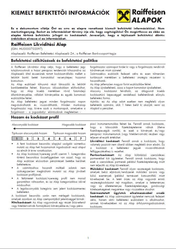 24 Melléklet Raiffeisen Likviditási Alap