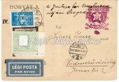 Airmail letter, postcard sent for the occasion of the SZOMBATHELY-BUDAPEST star tour. 1933.06.03.