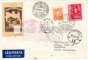 Airmail, International Sports Week at Lake Balaton. 1937.08.22. Légiposta levelező-lap.