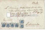 1-65 64. tétel 1858.02.08. Hatodik súlyfokozatú, ajánlott levél. BUDA-DEBRECEN 65. tétel 1850-es kiadások / 1850 issues 1858.02.08. Hatodik súlyfokozatú, ajánlott levél. BUDA-DEBRECEN között, Ofen BS NO6 bélyegzővel.