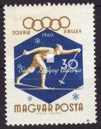 Winter Olympics I. Squaw Valley Misprint in pair, on the right stamp the ﬁgure has a white spot on his hand. 1960. Téli Olimpia I.