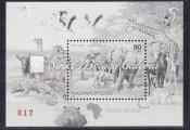 Katalógus érték: 18 000 HUF / 1997. Animals of the Continents (I.) - Africa - Block Black print with black serial number. Catalogue value: 18 000 HUF 1997. Földrészek állatai I.- Afrika - Blokk.