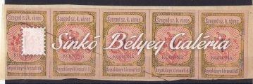 2k denomination is in horizontal coherent pair, cut out of from the letter. Catalog value: 20.000HUF kivágás 1918.