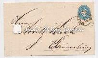 II. zónás távolsági levél. BISTRITZIN-SIEBEND-KLAUSENBURG között. 10kr-os 14-es fogazatú bélyeggel bérmentesítve. / 1863. 12. 16. II. zone long-distance letter.