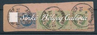 000 Ft 1881. 02. 07. Bélyegek levélkivágáson. 10kr 1565. tétel 1874. 10. 03. Távolsági díjjegyes levelezőlap. HAIDA-SALZBURG között.
