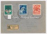 Between KLAGENFURT-SATORALJAUJHELY. With decorative cancellation, franked with 4 stamps. 1950. Ausztria.